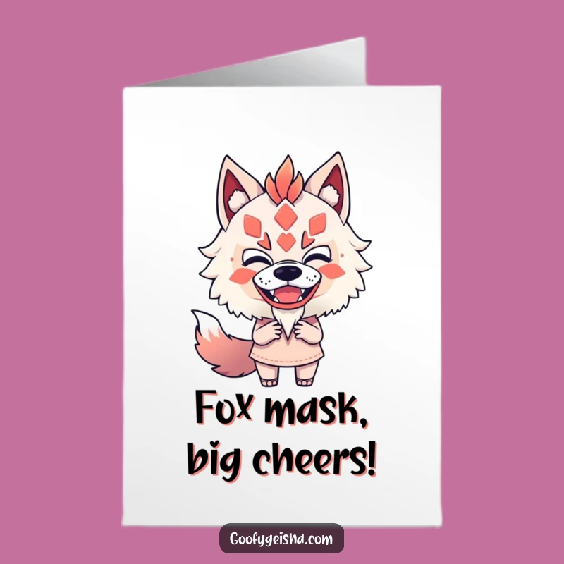 Free Printable Birthday Card: Fearless Kitsune Mimic Funny Downloadable Gift