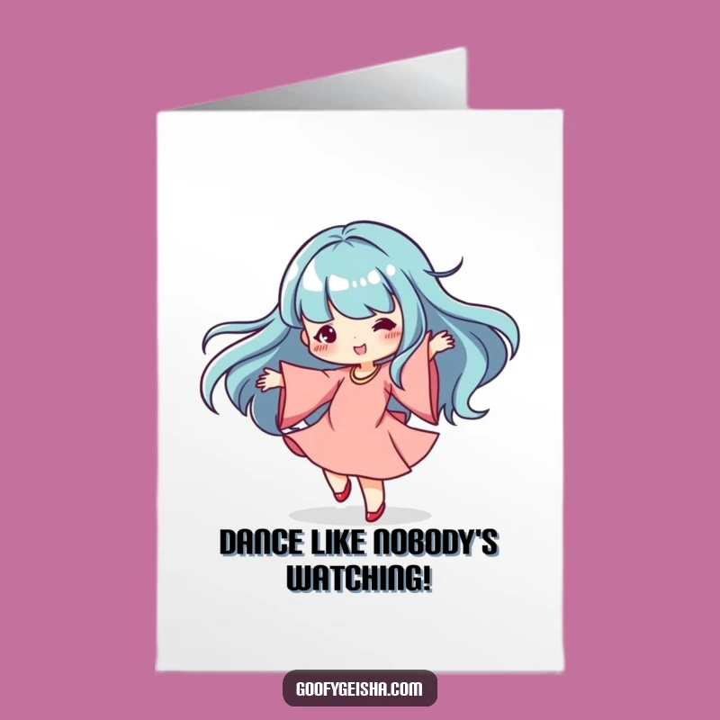 Free Printable Birthday Card: Dancing Kawaii Character - Funny Downloadable Gift for a Groovy Celebration