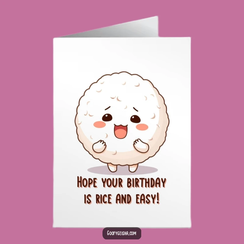 Free Printable Birthday Card: Rice Ball Character - Silly Birthday Fun Gift