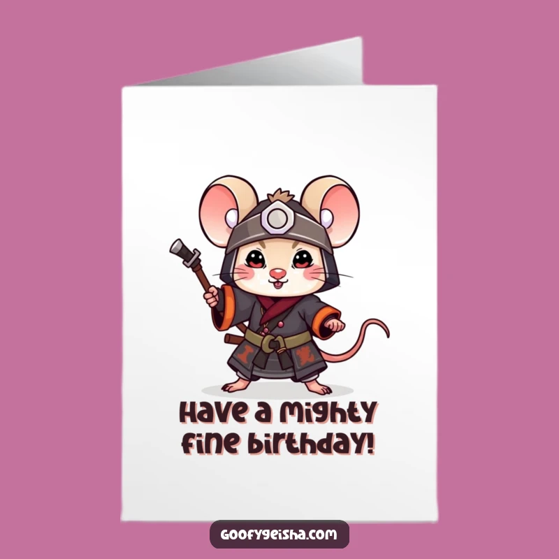 Free Printable Birthday Card: Samurai Mouse for a Playfully Epic and Funny Celebration