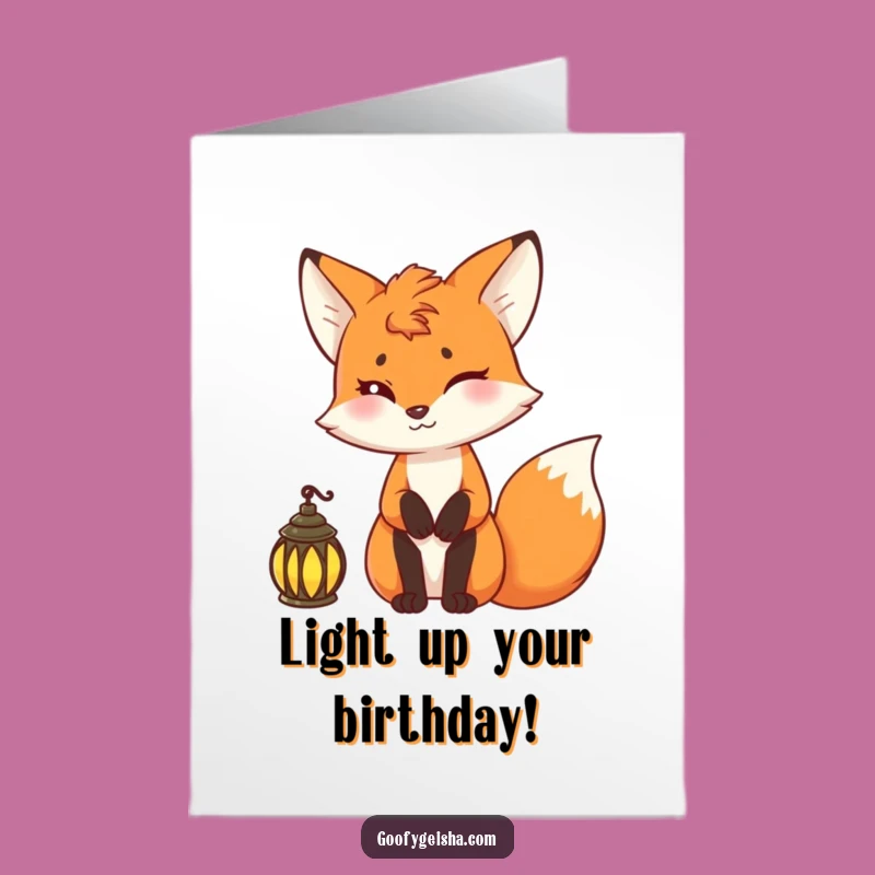 Free Printable Birthday Fox Card: Wink & Lantern, Funny Downloadable Gift