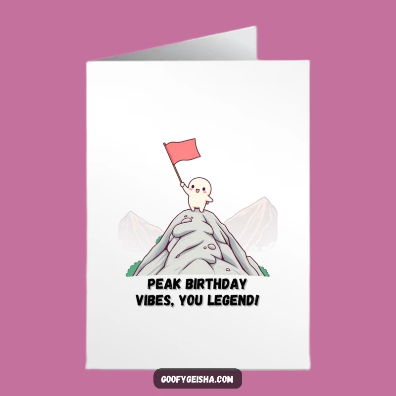 Free Printable Kawaii Mountaintop Flag Card - Funny Birthday Downloadable Gift