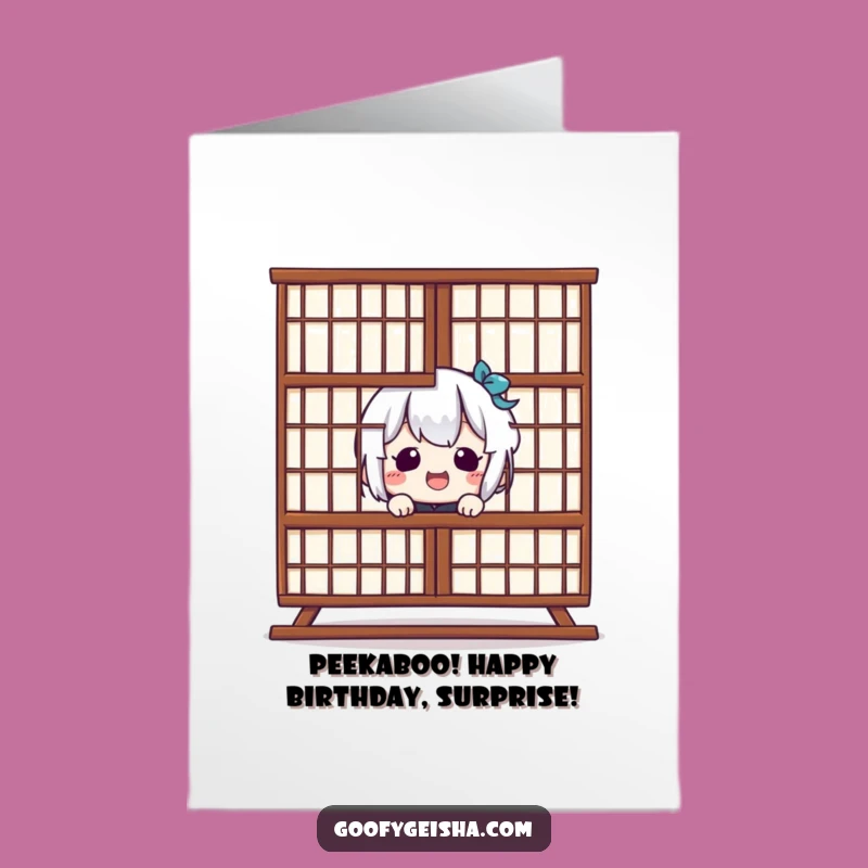 Free Printable Kawaii Shoji Peek Card - Funny Birthday Downloadable Gift
