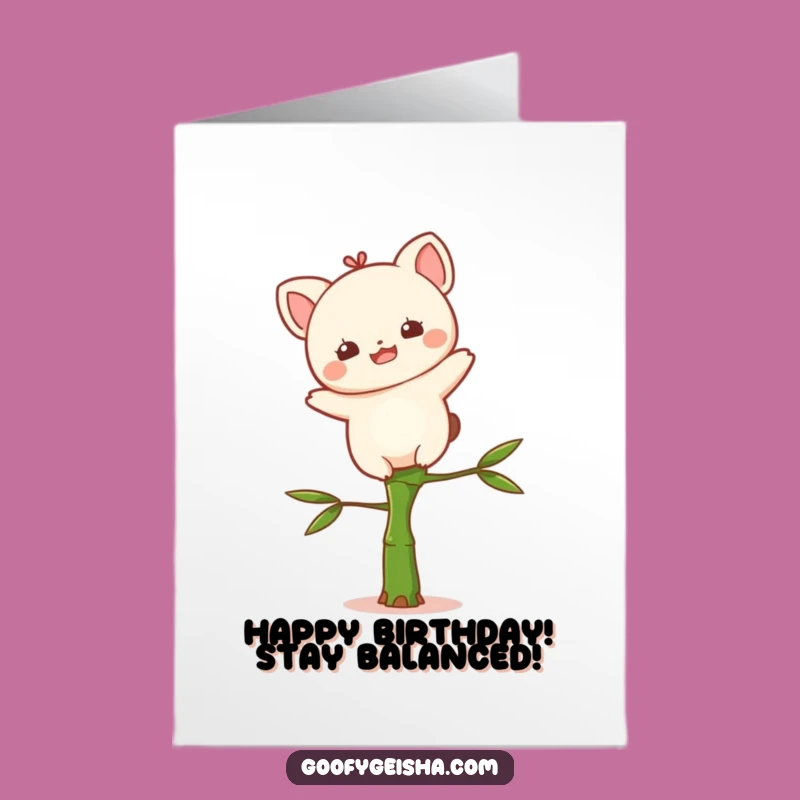 Free Printable Birthday Card: Delighted Kawaii on Bamboo, Downloadable Fun Gift