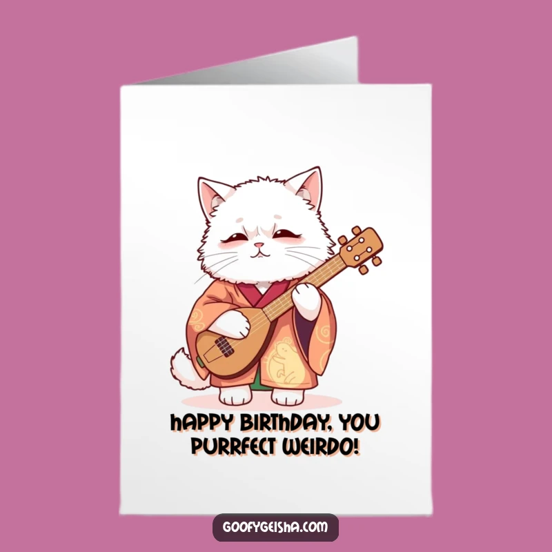Free Printable Birthday Card: Awkward Cat Musician for a Hilariously Fun Celebration