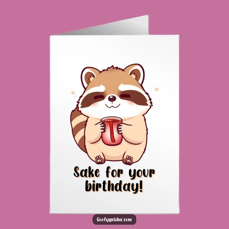 Free Printable Birthday Card: Winking Tanuki Sake Funny Downloadable Gift