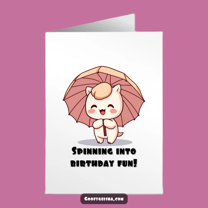 Free Printable Birthday Card: Kawaii Character's Fun Spin Downloadable Gift