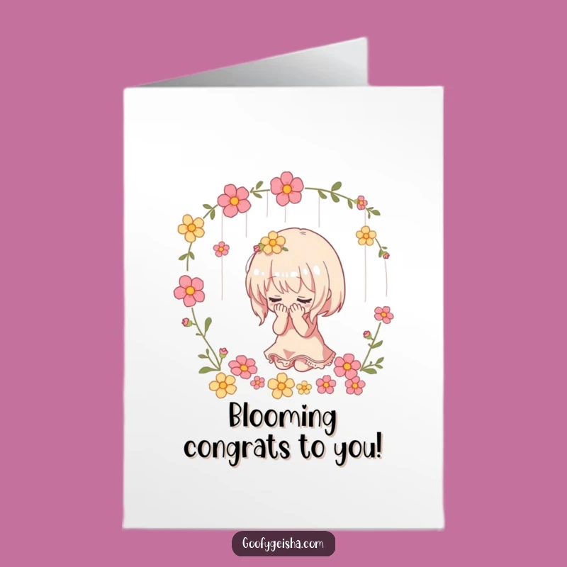 Free Printable Congrats Card: Flower Shower Bow Funny Downloadable Gift