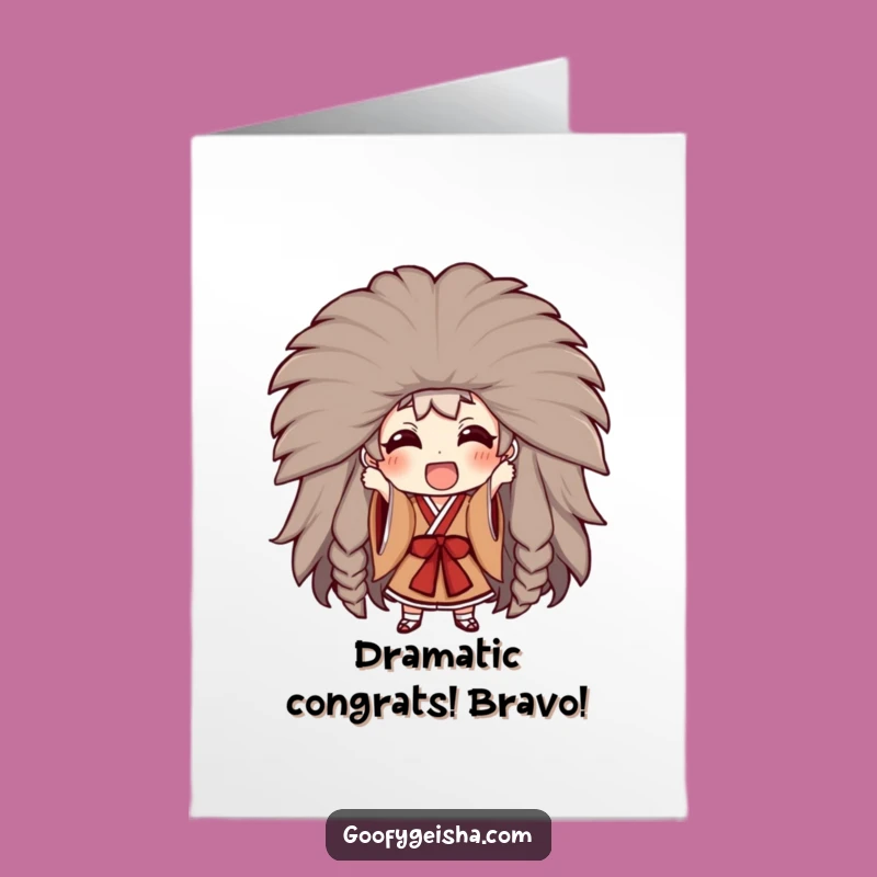 Free Printable Congrats Card: Kabuki Character, Grand Gesture, Humorous Celebration Download