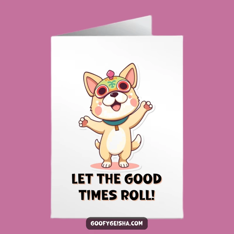 Free Printable Congrats Card: Dancing Dog Festival Mask, Joyful Downloadable Celebration