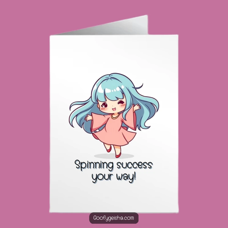 Free Printable Congrats Card: Dancing Kawaii Character - Funny Downloadable Gift for Big Wins!