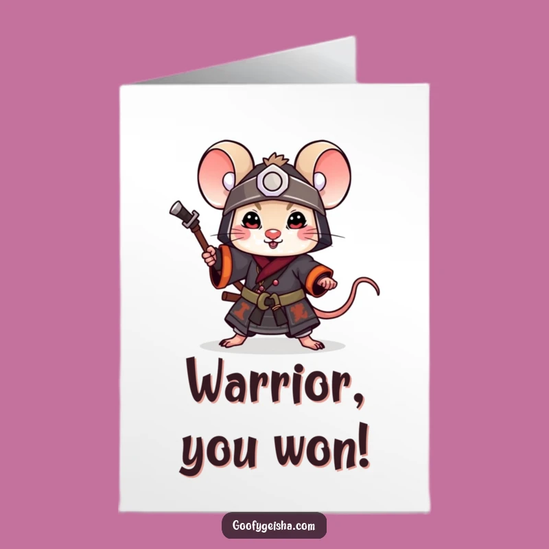 Free Printable Congratulations Card: Samurai Mouse for a Playful and Victorious Celebration