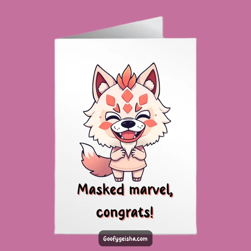 Free Printable Congrats Card: Kitsune Mask Mimic Funny Downloadable Gift