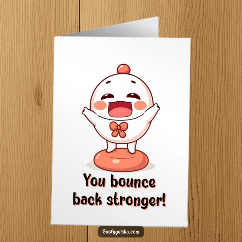 Funny Free Printable Congrats Card: A tiny Daruma doll energetically bouncing, celebrating achievements with pure joy.