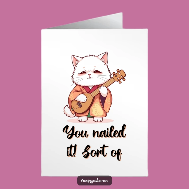 Free Printable Congrats Card: Awkward Cat Serenades Your Talented Achievement