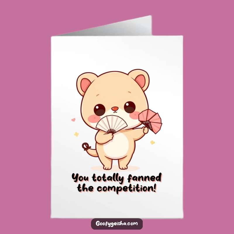 Free Printable Congrats Card: Wiggling Fan Character Celebration Downloadable