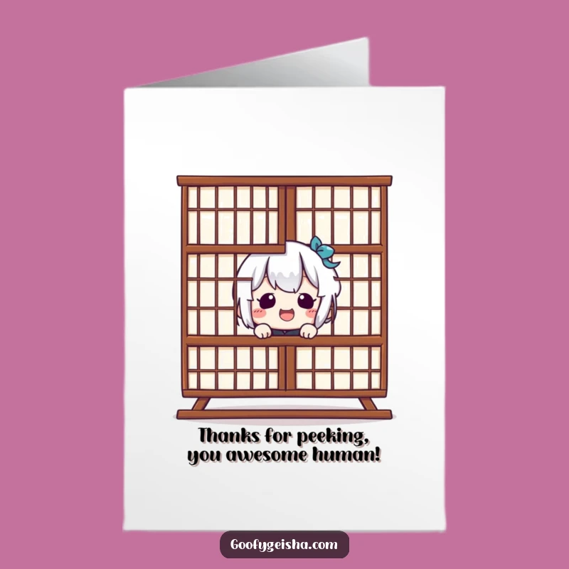 Free Printable Kawaii Shoji Peek Card - Funny Thanks Downloadable Gift
