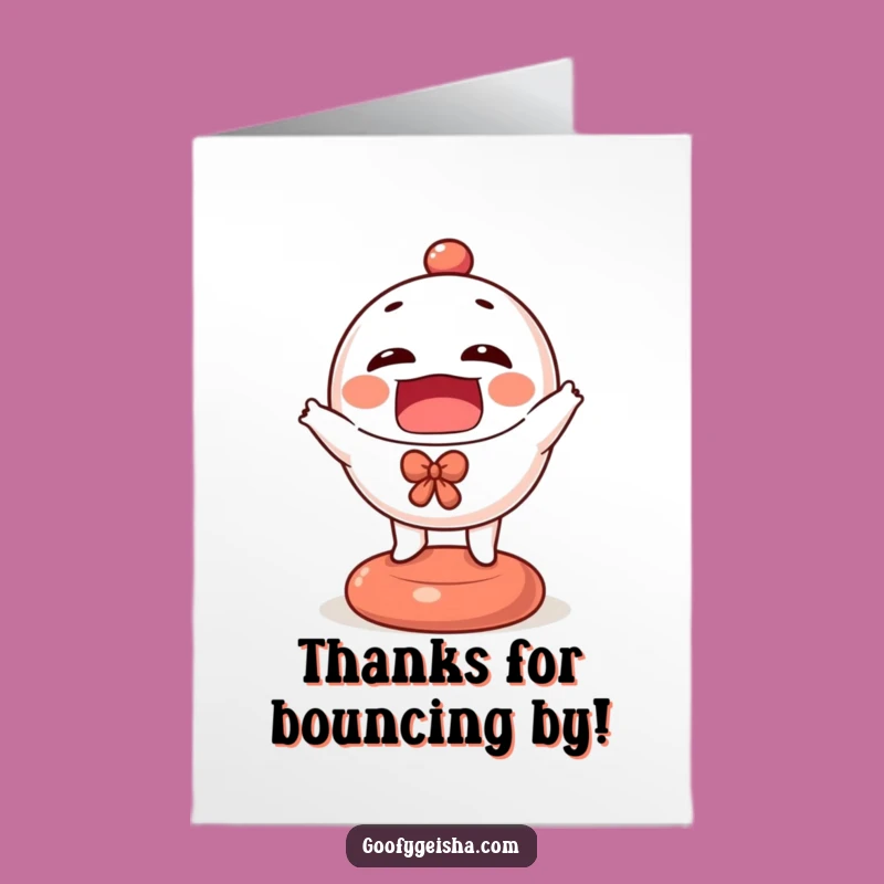 Free Printable Thank You Card: Bouncing Daruma Doll Funny Downloadable Gift