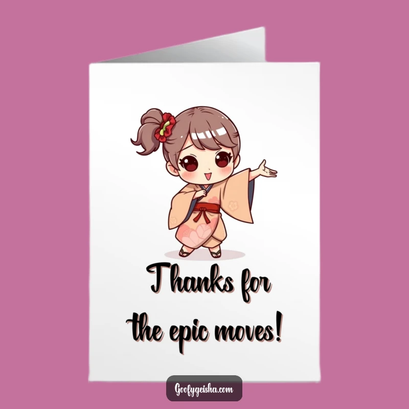 Free Printable Thank You Card: Dancing Kimono Character - Dance Your Thanks!
