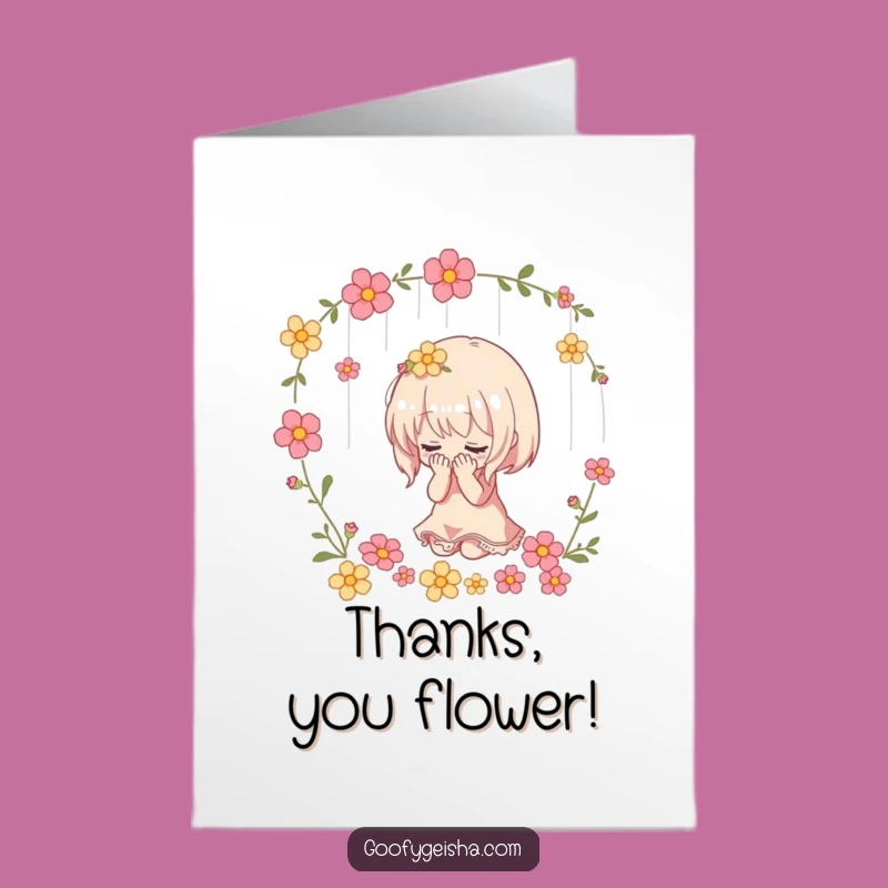 Free Printable Thank You Card: Flower Shower Bow Funny Downloadable Gift