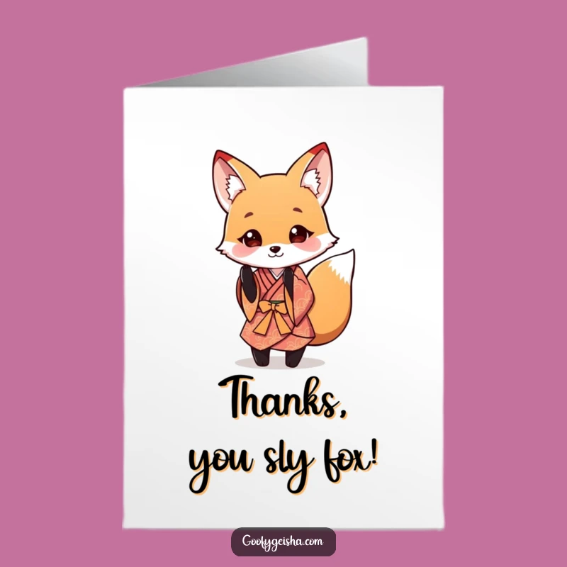 Free Printable Thank You Card: Fox Bow, Grateful Downloadable Gift!