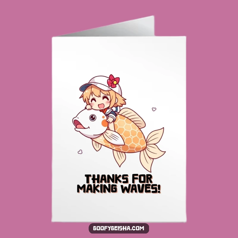 Free Printable Thank You Card: Koi Rider Character, Charming Downloadable
