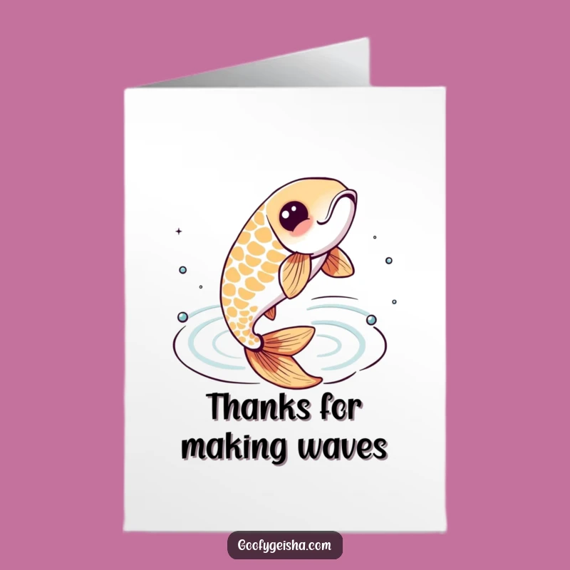 Free Printable Thank You Card: Lively Koi Fish, Jumping, Funny Downloadable Gratitude