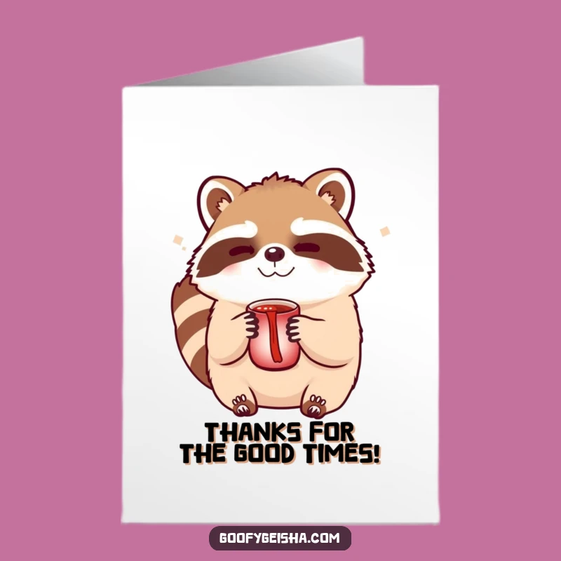 Free Printable Thank You Card: Winking Tanuki Sake Funny Downloadable Gift