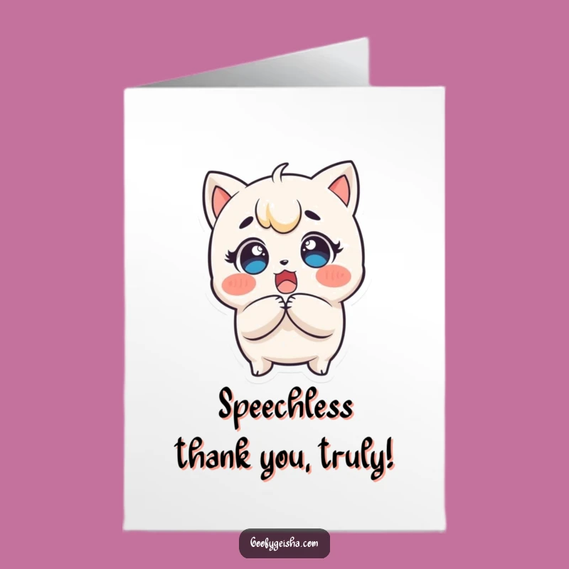 Free Printable Thank You Card: Surprised Kawaii Character - Funny Downloadable Gift of Amazement