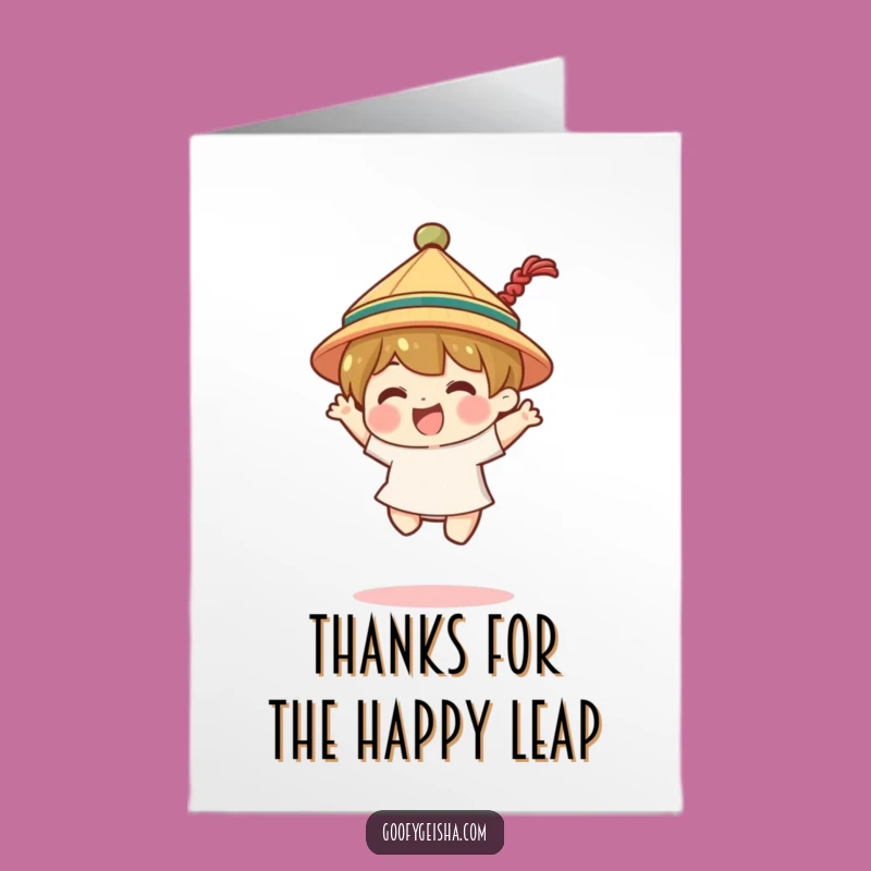Thank You Jump Card Free Printable: Hat Character Funny Downloadable Gratitude Gift