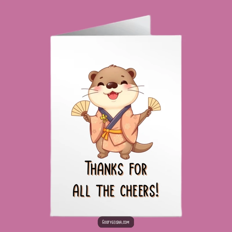 Free Printable Otter Thank You Card: Juggling Panda Fans, Downloadable Gratitude