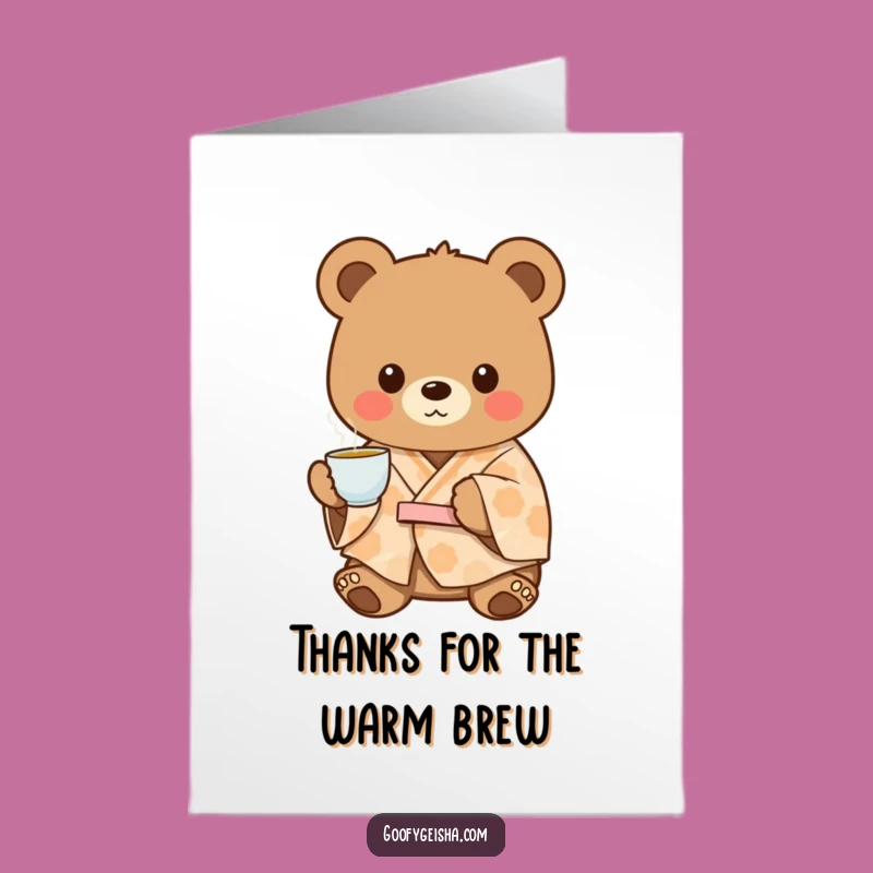 Free Printable Bear Thank You Card: Charming Tea Panda, Downloadable Gratitude