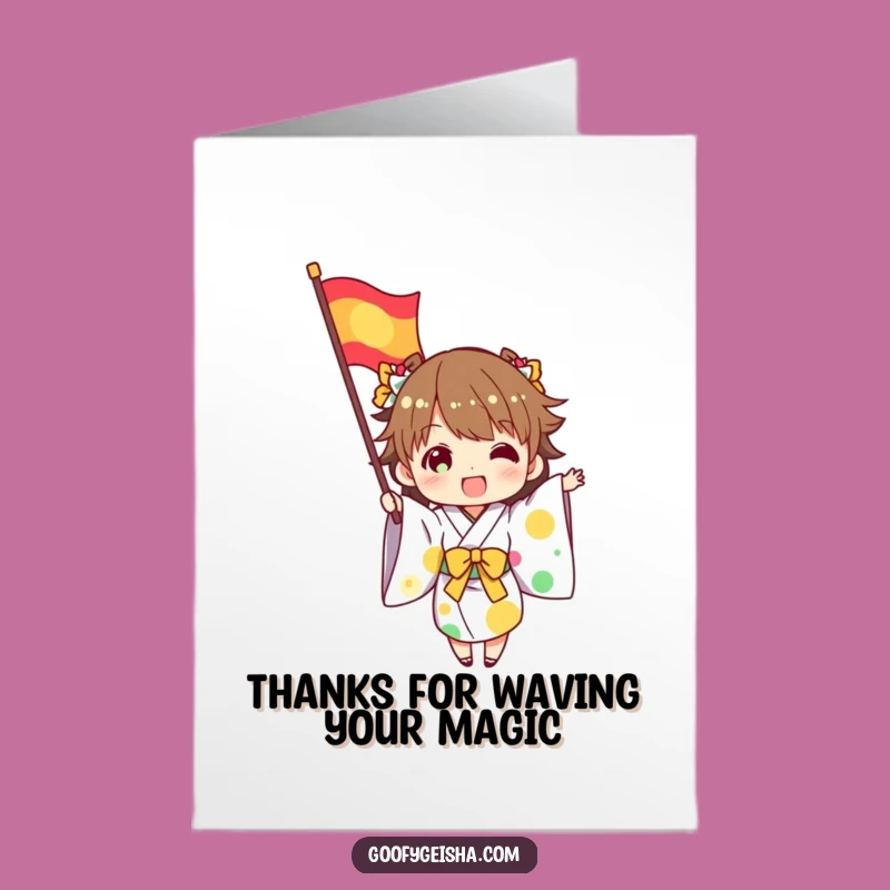 Free Printable Thank You Card: Kimono Flag Waving, Grateful Downloadable