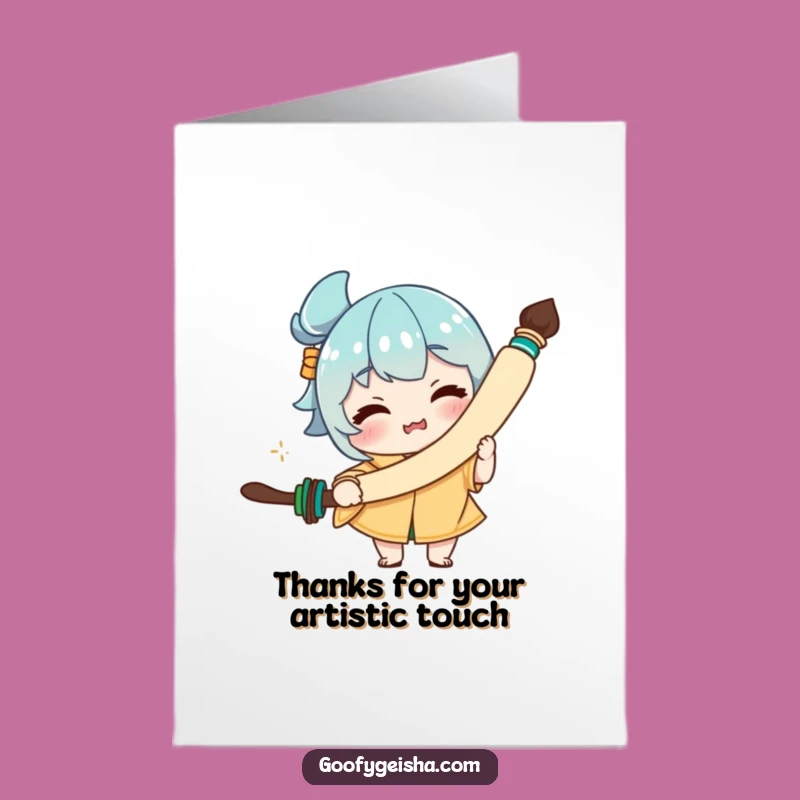 Funny Brush Face Free Printable Thank You Card - Cute DIY Downloadable Gift