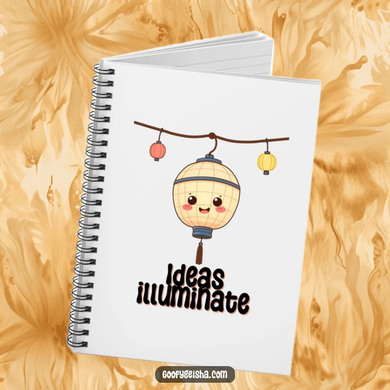 Funny paper lantern notebook featuring a character joyfully bobbing, perfect for capturing notes and doodles. A cheerful and inspiring journal.