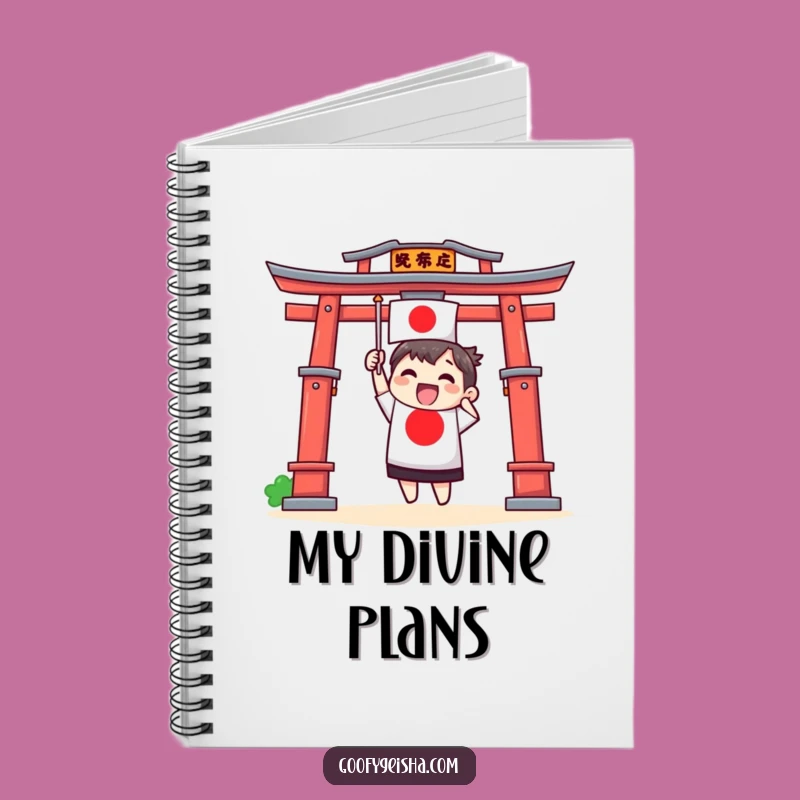 Funny Torii Gate Flag Notebook - Journal Your Adventures with Japanese Spirit