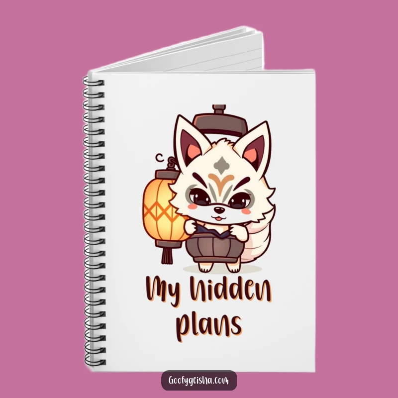 Funny Kitsune Mask Notebook: Jot Down Secrets with a Peeking Character