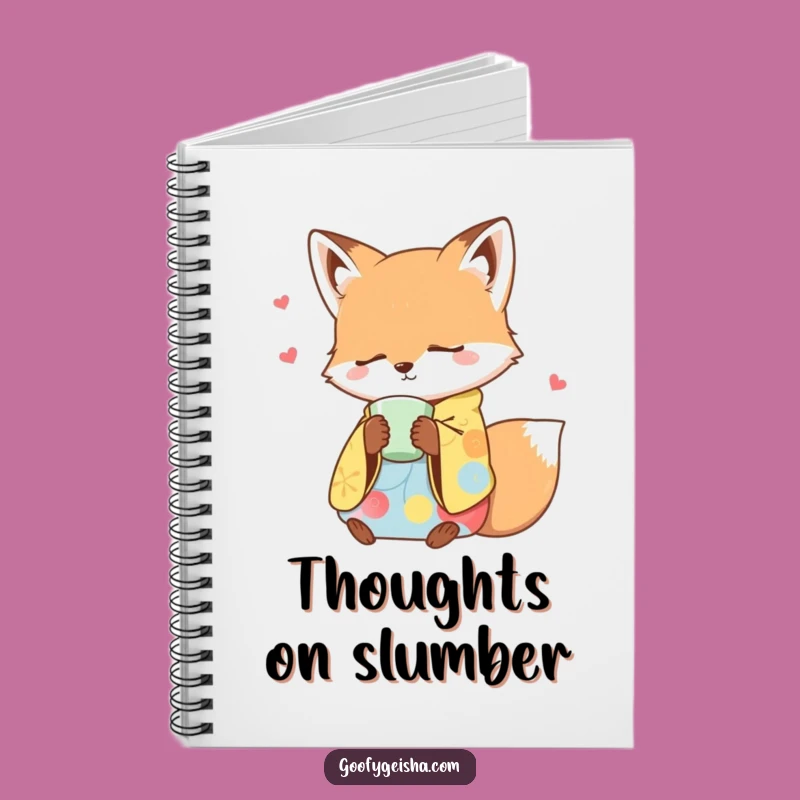 Funny Sleepy Fox Kimono Notebook - Dreamy Tea Journal Gift