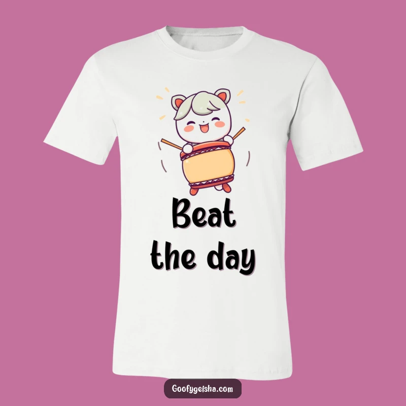 Funny Kawaii Taiko Drum T-Shirt: Lively Character Tee for Music Enthusiasts