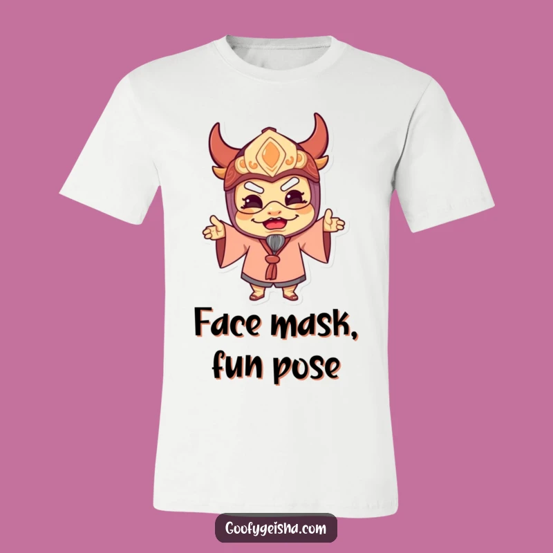 Funny Masked Character Tee: Express Yourself with Joyful Humor
