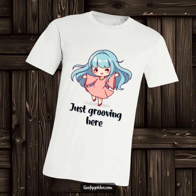 Funny Kawaii T-Shirt: Dancing character spinning gracefully with flowing sleeves, embodying happiness and a perfect funny gift.