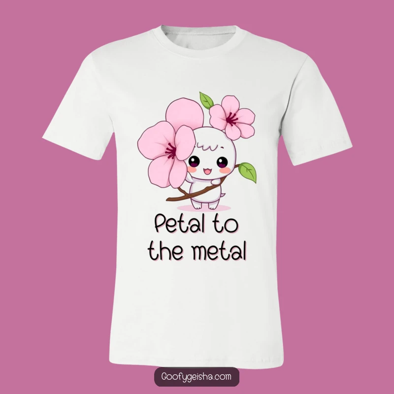 Funny Kawaii T-Shirt: Mischievous Character Cherry Petal Tap Tee