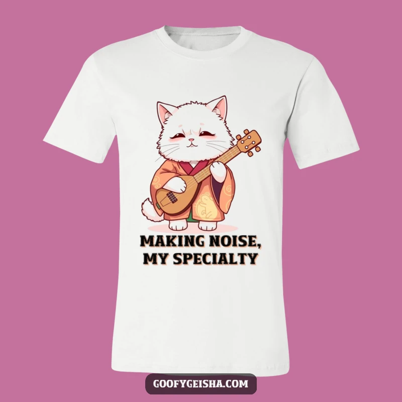 Funny Kimono Cat T-Shirt: Shamisen Attempt, Quirky Funny Gift