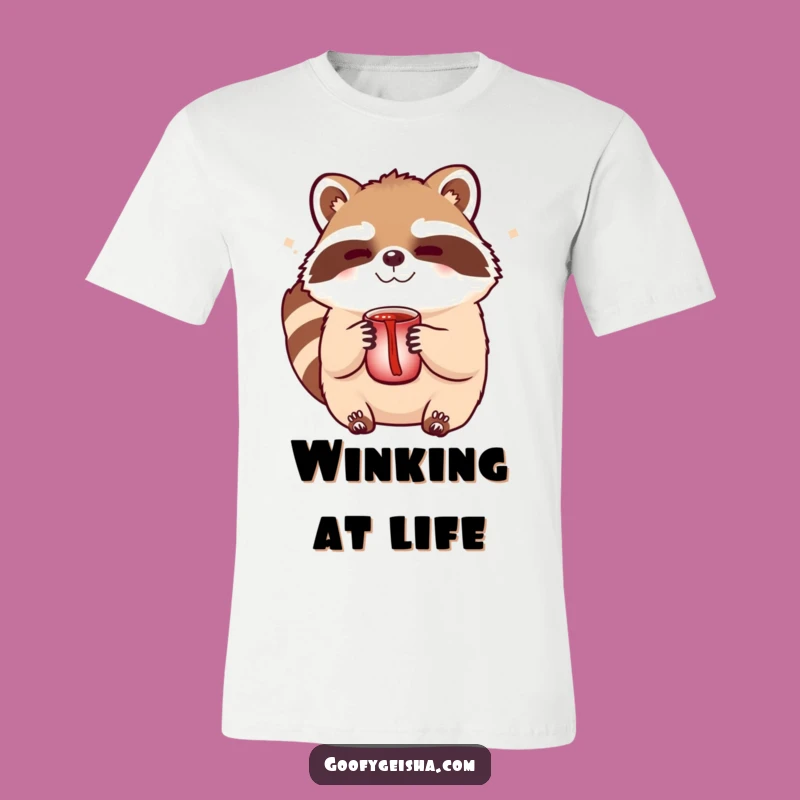 Funny Tanuki Wink T-Shirt: Cute Sake Character Tee, Ideal Funny Gift for Revelers