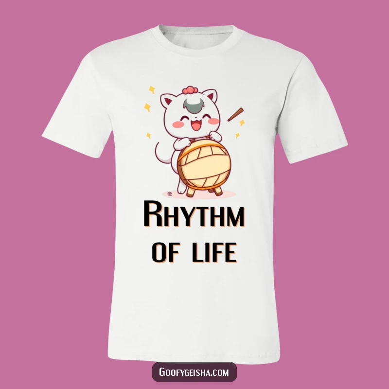 Funny Taiko Drum T-Shirt - Energetic Kawaii Character Tee Gift