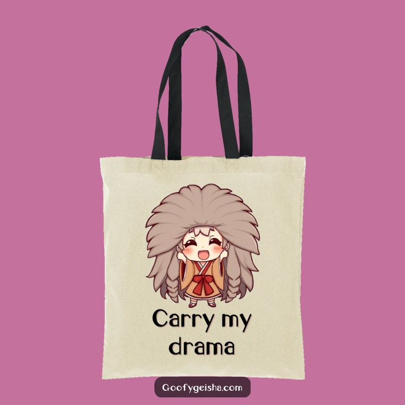 Funny Kabuki Wig Tote Bag - Hilarious Carryall for Drama Lovers!