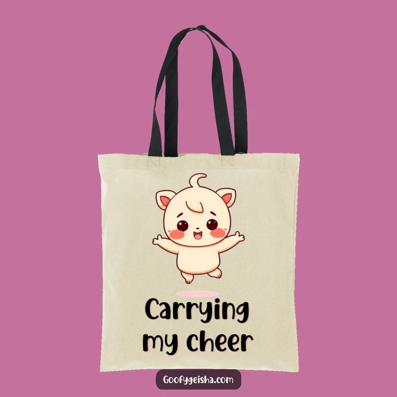 Funny Joyful Jumping Character Tote Bag - Rosy Cheeks Fun Carryall Gift
