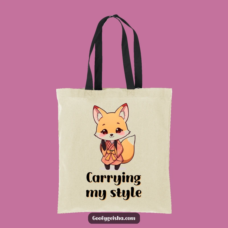 Funny Fox Kimono Tote Bag: Carry Your Style with a Playful Bow