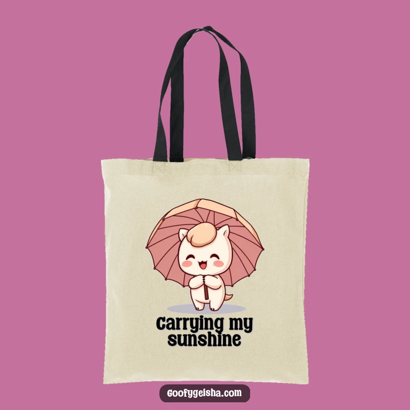 Funny Kawaii Umbrella Tote Bag - Comical Character Bag for Daily Charm