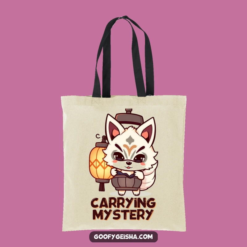 Funny Kitsune Mask Tote Bag: Carry Your Playful Peeking Character On-the-Go